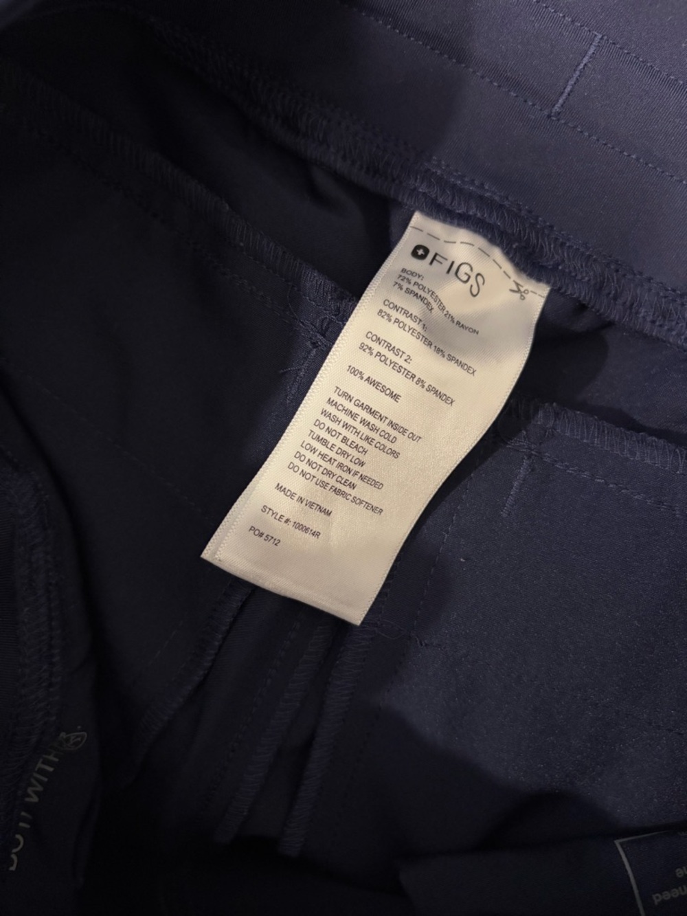 FIGS NEW High Waisted Alva Skinny Fit Tapered Pants Scrub Pant S Navy Blue - Picture 15 of 16